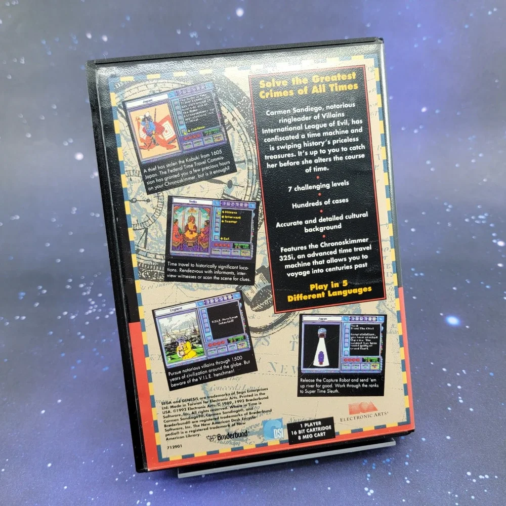 Where in Time is Carmen Sandiego Sega Genesis EA 1992 CIB Case Manual Cartridge